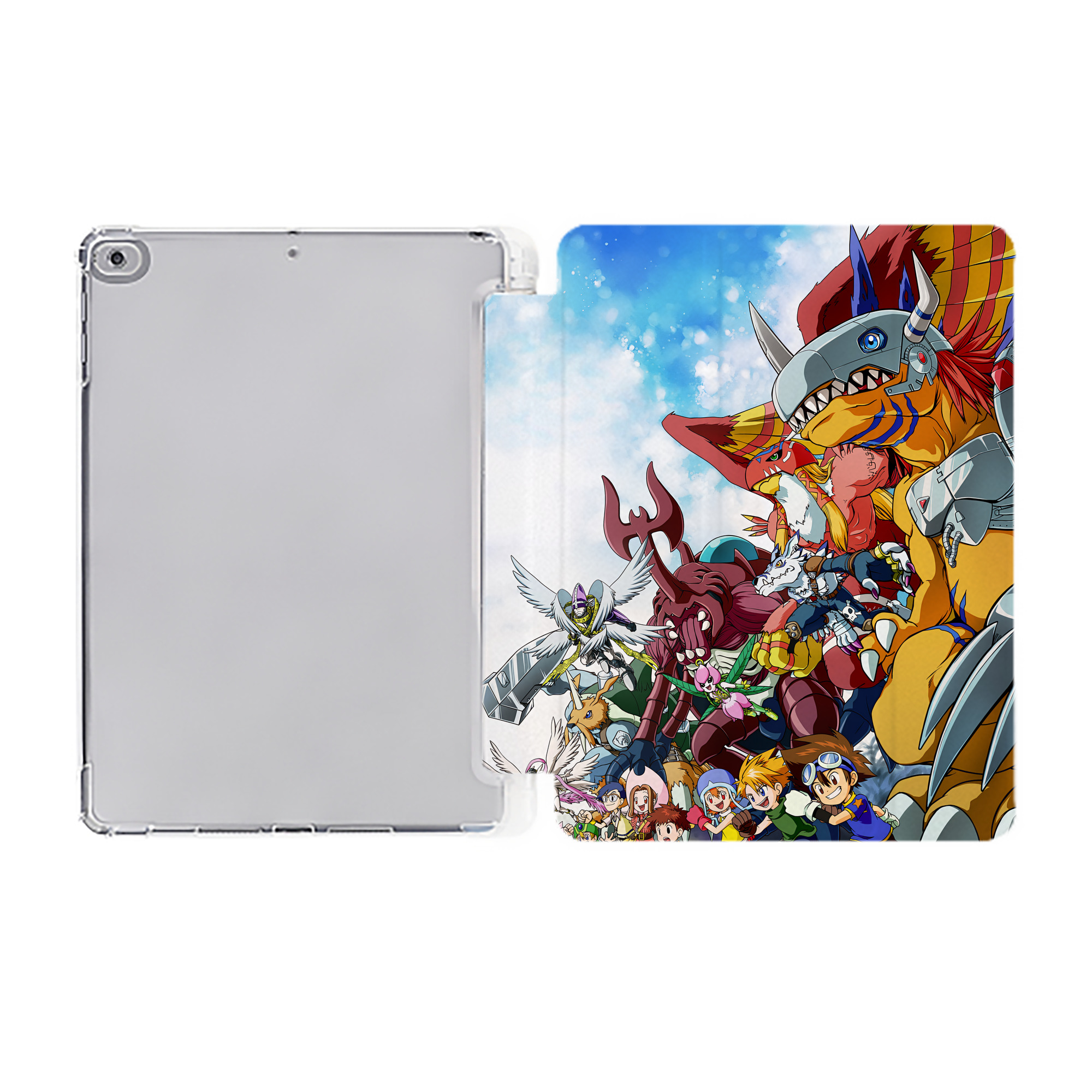 （画像用） Digimon デジタルモンスター/デジモン IPad ケース ペン収納付き 三つ折りスタンド PUレザー×シリコン 対応機種9.5/10.5/10.9インチ